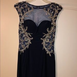 short formal navy blue dress (size 2)